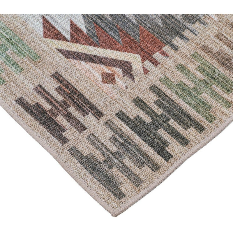 Tapis kilim en polyester beige et...
