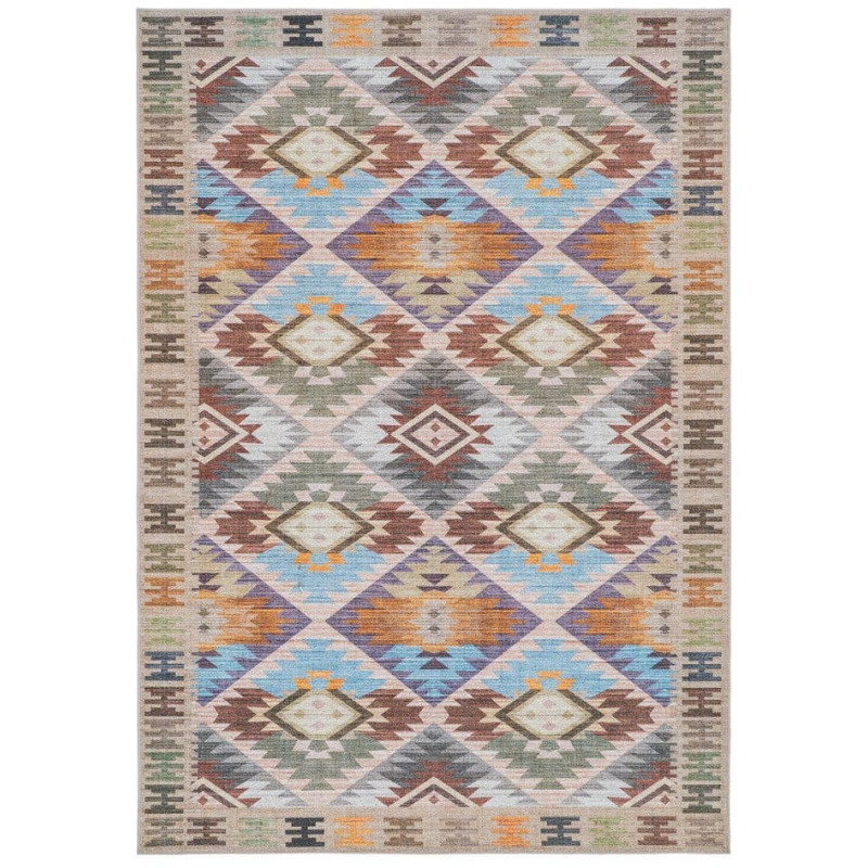 Tapis kilim en polyester beige et...