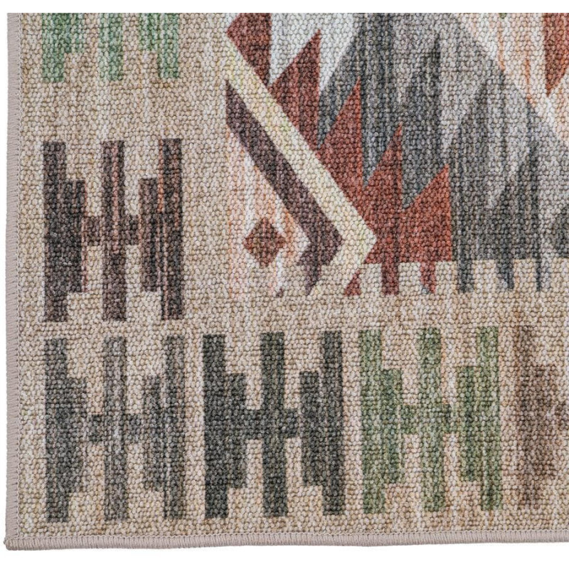 Tapis kilim en polyester beige et...