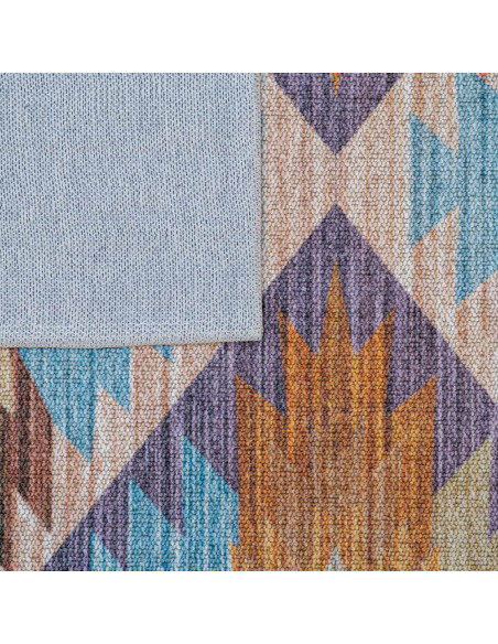 Tapis kilim en polyester beige et bleu 200x300 cm Iskala