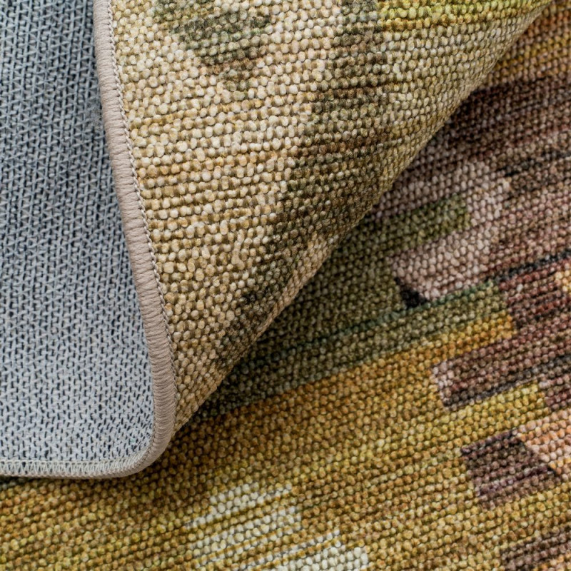 Tapis kilim en polyester beige vert...