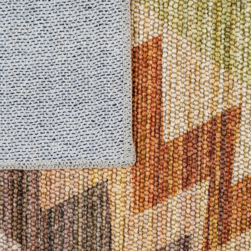 Tapis kilim en polyester beige vert...