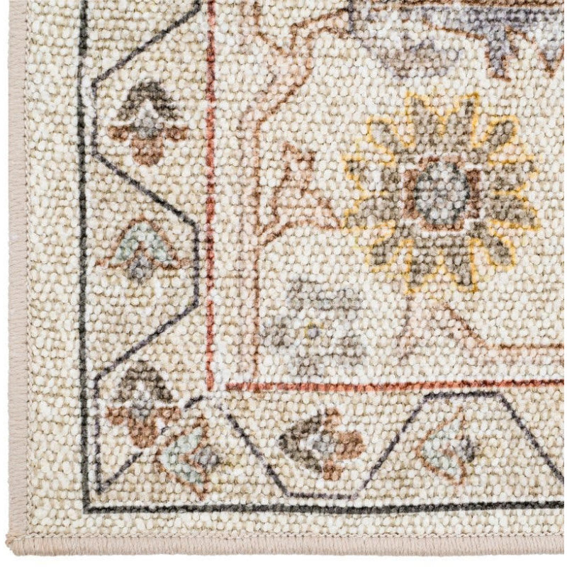 Tapis oriental vintage beige et rose...
