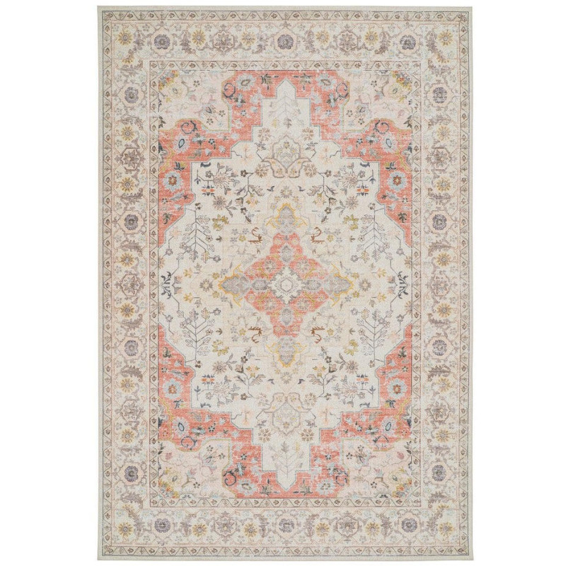 Tapis oriental vintage beige et rose...