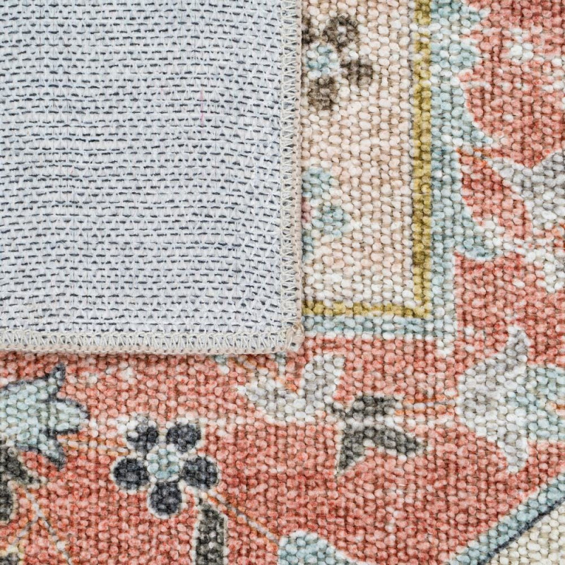 Tapis oriental vintage beige et rose...
