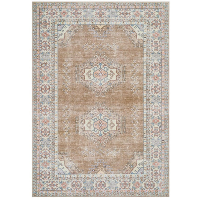 Tapis oriental vintage beige et bleu...