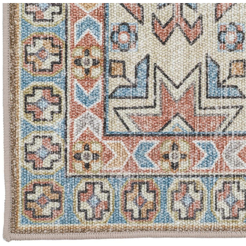 Tapis oriental vintage beige et bleu...