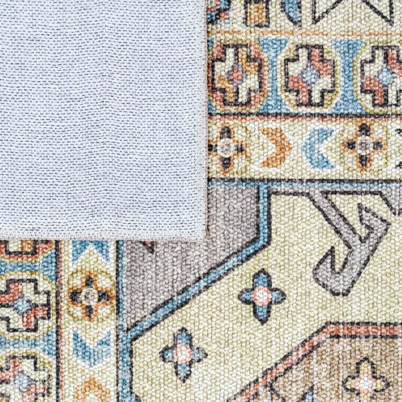 Tapis oriental vintage beige et bleu...