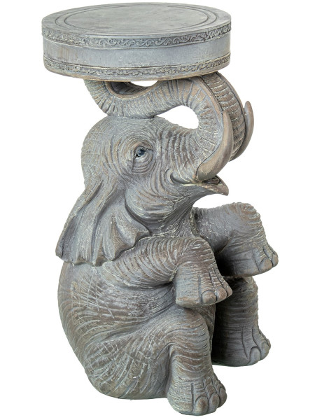 Table d’appoint éléphant en résine grise Eloria