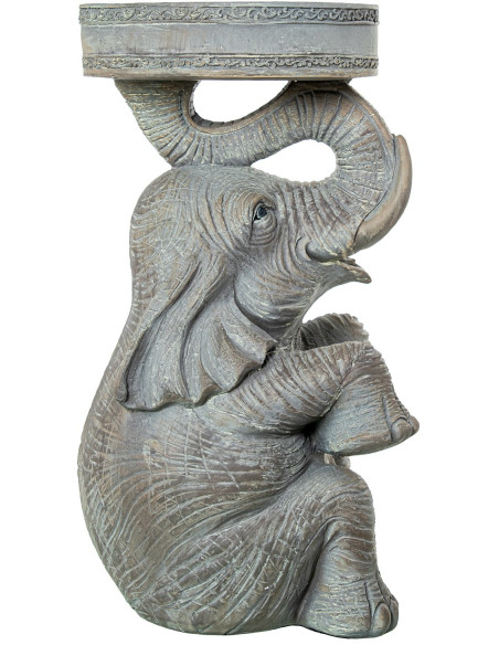 Table d’appoint éléphant en résine grise Eloria