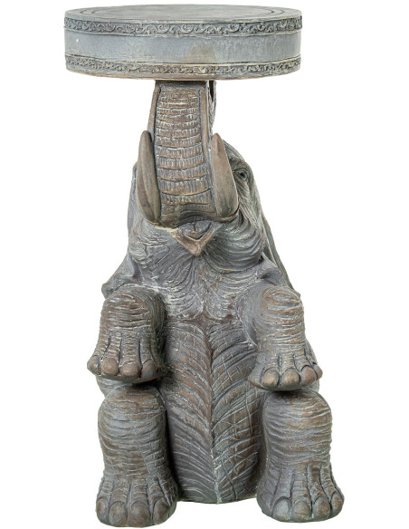 Table d’appoint éléphant en résine grise Eloria