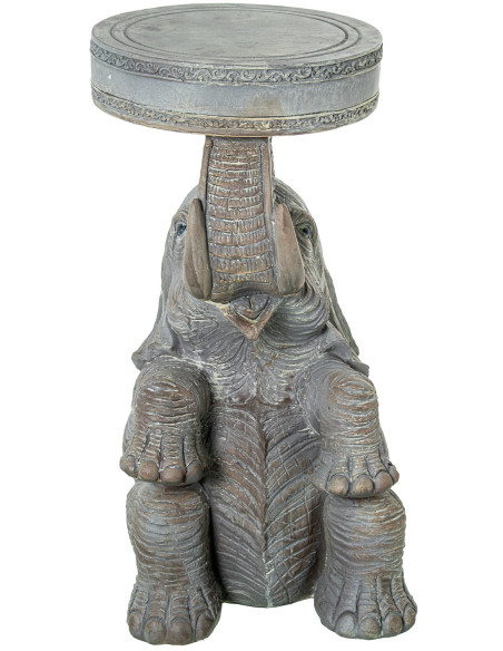 Table d’appoint éléphant en résine grise Eloria