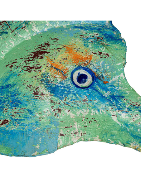 Sculpture hippocampe en fer patiné turquoise 163 cm Marélys