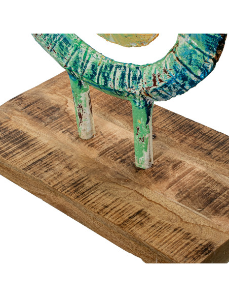 Sculpture hippocampe en fer patiné turquoise 163 cm Marélys