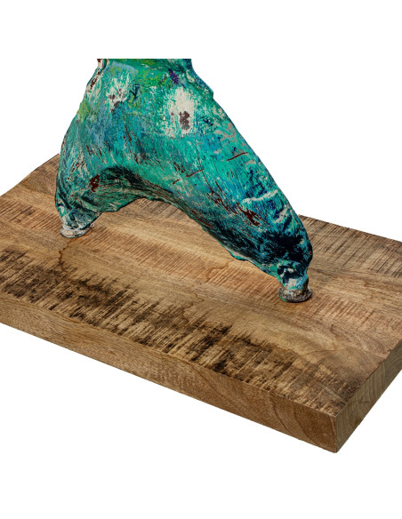 Sculpture dauphin en fer sur socle bois 123 cm Marélys