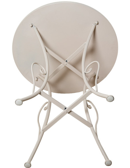 Salon de jardin 2 places en fer crème et céramique Ø60 cm Floréane