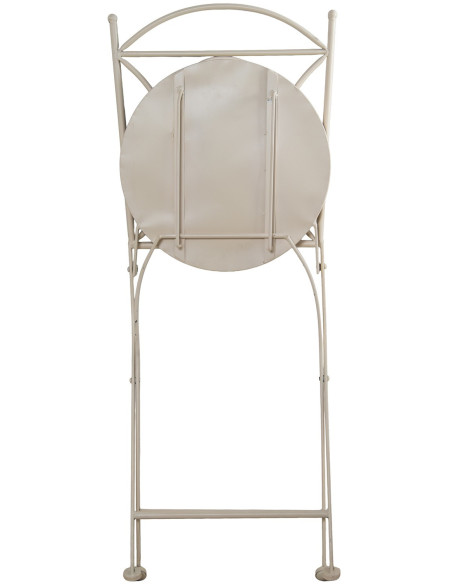 Salon de jardin 2 places en fer crème et céramique florale Ø60 cm Rosélia