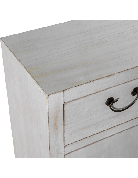 Meuble d’entrée en bois blanc décapé 2 tiroirs 2 portes 80x30x81 cm Linoréa