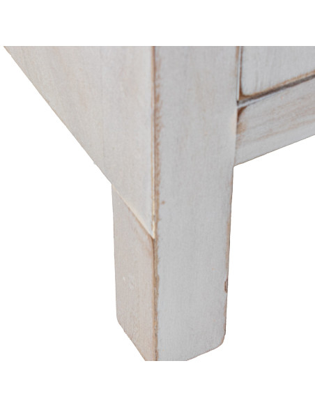 Meuble d’entrée en bois blanc décapé 2 tiroirs 2 portes 80x30x81 cm Linoréa