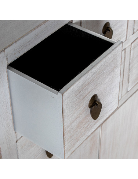 Meuble d’entrée blanc décapé en bois 6 tiroirs 2 portes 63x26x100 cm Linoréa