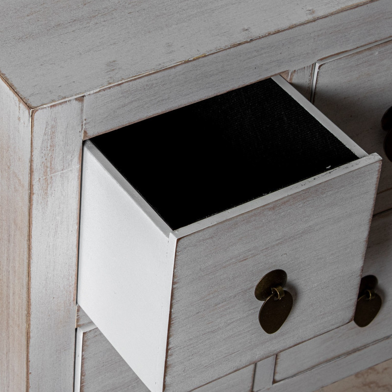 Meuble TV blanc décapé en bois 8...