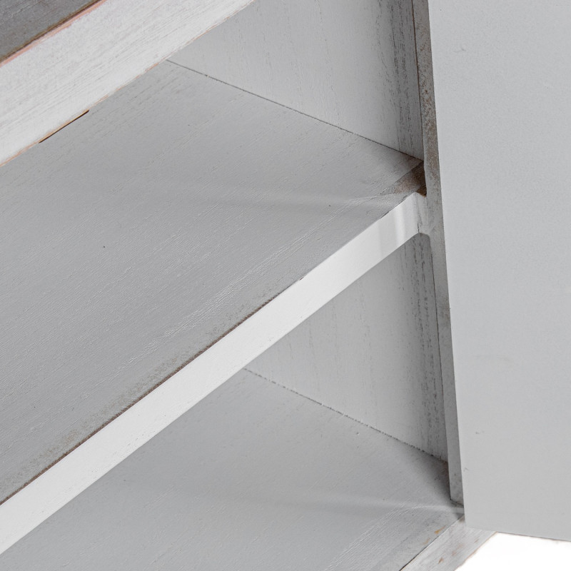 Meuble TV blanc décapé en bois 8...