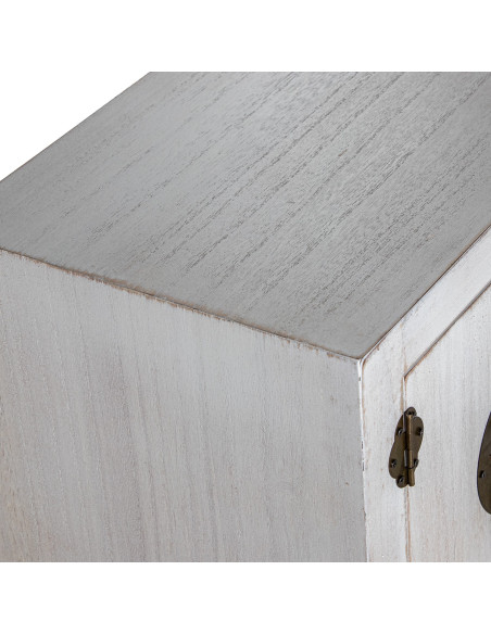 Meuble d’entrée bois blanc décapé 2 tiroirs 2 portes 63x26x82 cm Linoréa