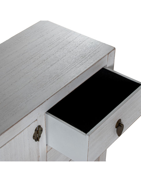 Meuble d’entrée bois blanc décapé 2 tiroirs 2 portes 63x26x82 cm Linoréa
