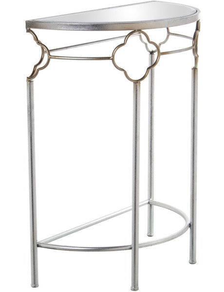 Console demi-lune miroir métal argenté 60x30,5x75 cm Lunaria