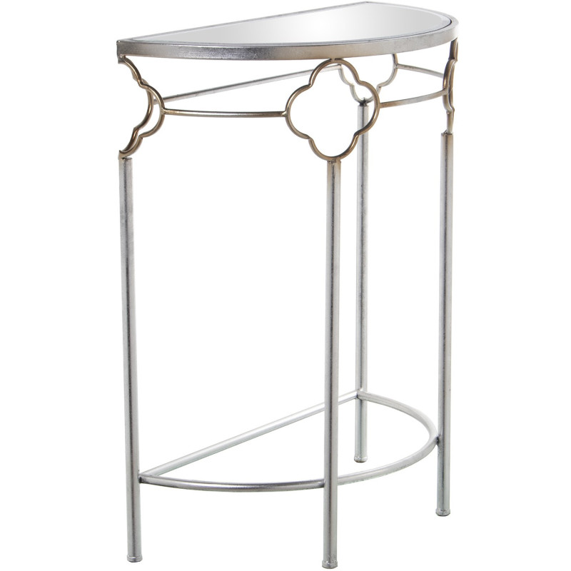 Console demi-lune miroir métal...