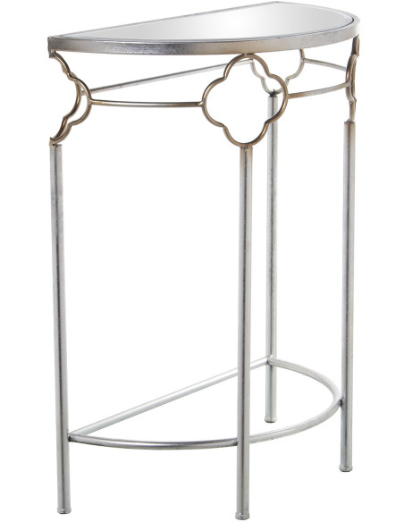 Console demi-lune miroir métal argenté 60x30,5x75 cm Lunaria