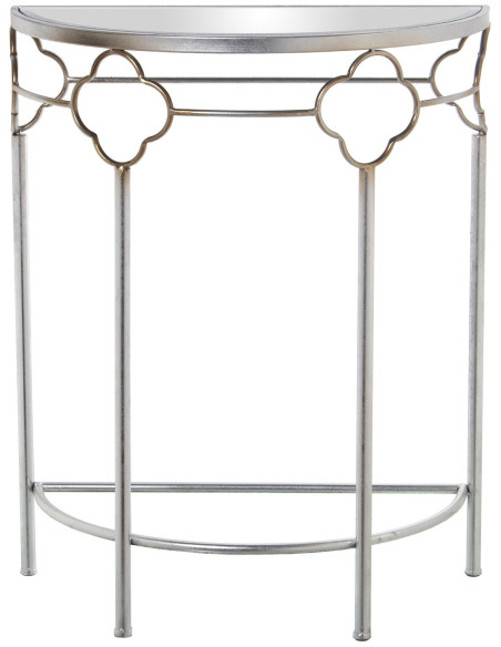 Console demi-lune miroir métal argenté 60x30,5x75 cm Lunaria