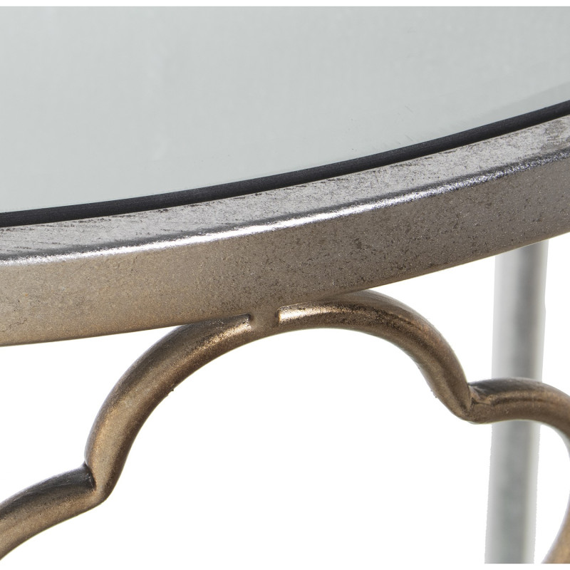 Console demi-lune miroir métal...