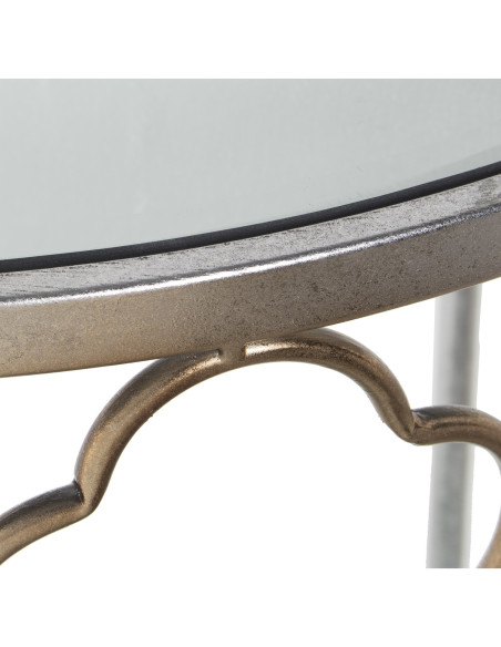 Console demi-lune miroir métal argenté 60x30,5x75 cm Lunaria
