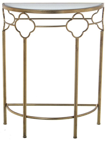 Console demi-lune miroir doré 60x30,5x75 cm Lunaria  - 2