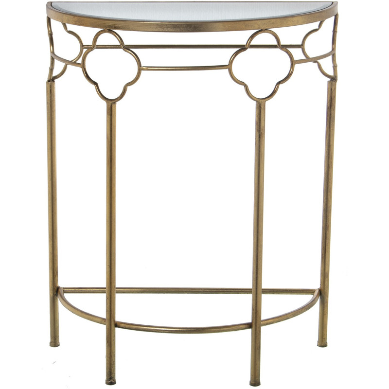 Console demi-lune miroir doré...