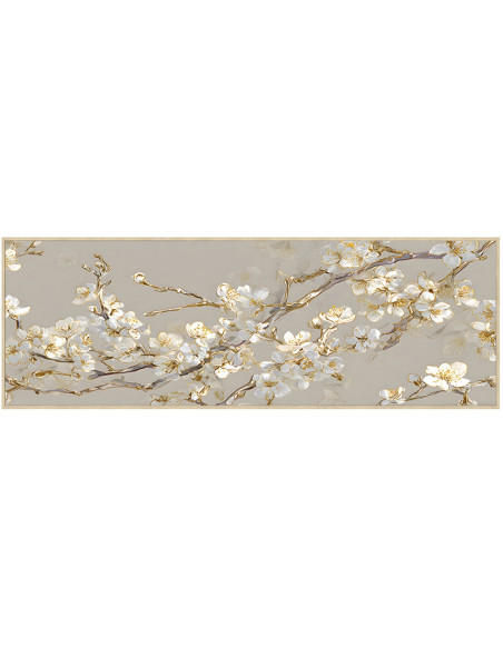 Tableau fleurs de cerisier cadre bois naturel 150x50 cm Hanami