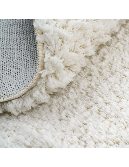Tapis blanc cassé poils longs en polyester 200x300 cm Velisia