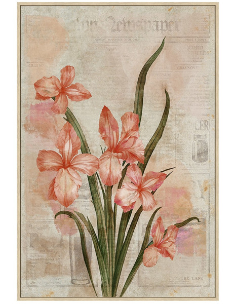 Tableau floral vintage avec cadre bois 60x90 cm Floréane