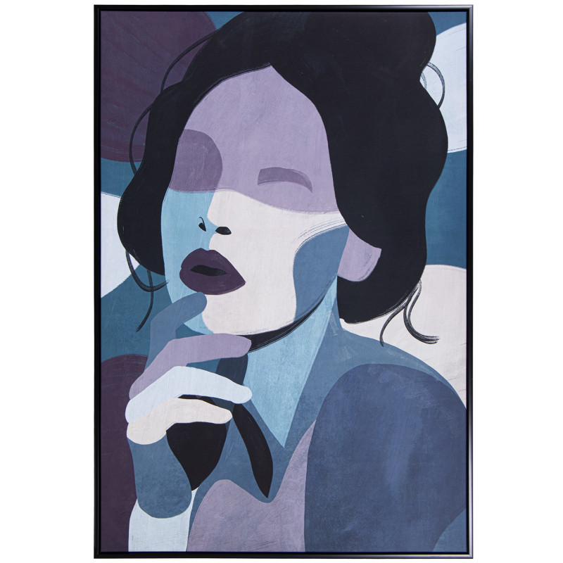 Tableau portrait abstrait cadre noir...