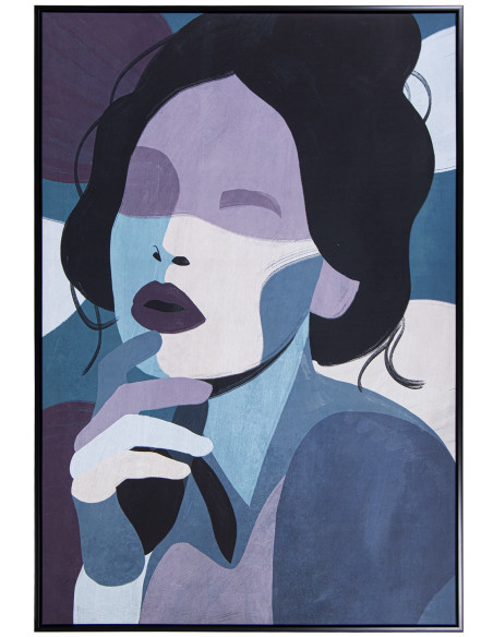 Tableau portrait abstrait cadre noir 80x120 cm Nyxalia