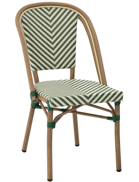 Chaise bistrot extérieure verte aluminium textilène...