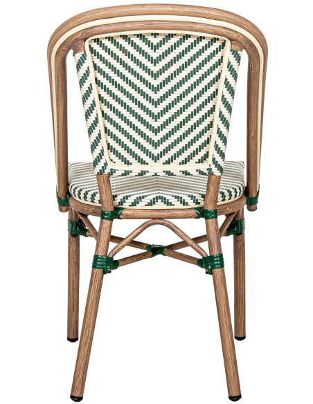 Chaise bistrot extérieure verte aluminium textilène 47x60x88 cm Solvéria