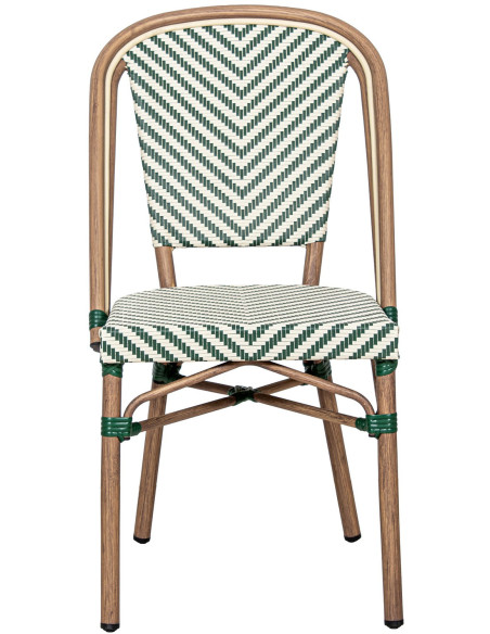 Chaise bistrot extérieure verte aluminium textilène 47x60x88 cm Solvéria
