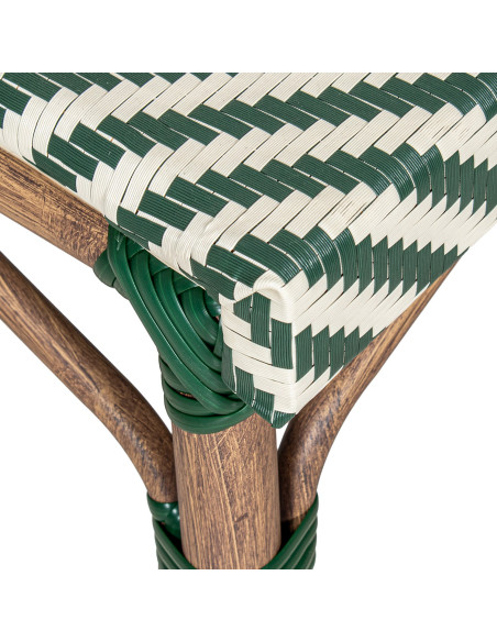 Chaise bistrot extérieure verte aluminium textilène 47x60x88 cm Solvéria