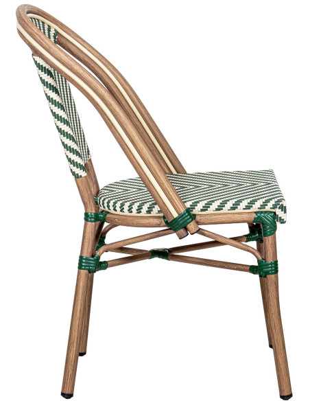 Chaise bistrot extérieure verte aluminium textilène 47x60x88 cm Solvéria