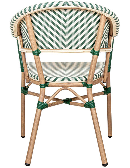 Fauteuil bistrot extérieur vert empilable 57x61x85 cm Solvéria