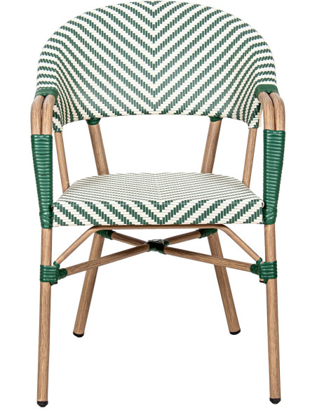 Fauteuil bistrot extérieur vert empilable 57x61x85 cm Solvéria