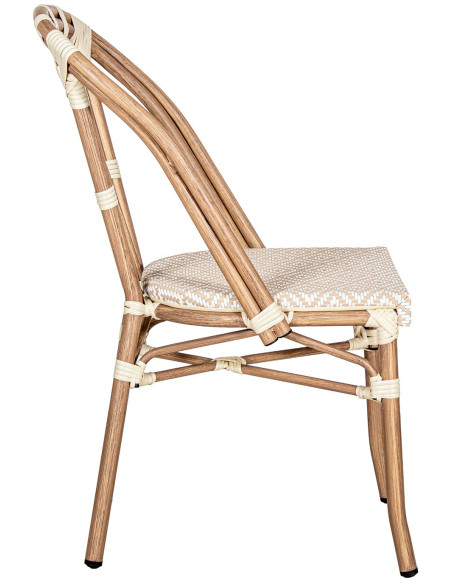Chaise bistrot extérieur beige empilable 45x57x84 cm Rivoria