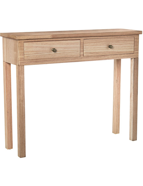 Console d’entrée bois naturel 2 tiroirs 95x27,5x80 cm...